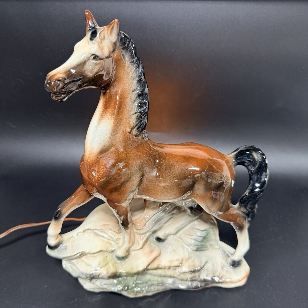 Vintage Lane and Company Horse TV Lamp 1950s Cowboy Western Equestrian Farm